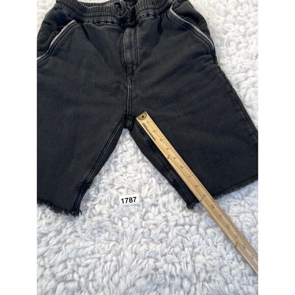 Joe’s Mens Shorts Black 30 Black Elastic Thick Terry Cloth Distressed Drawstring - Picture 2 of 5